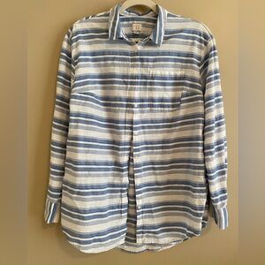 A New Day Brand Blue & White Striped Oxford Shirt (XL)